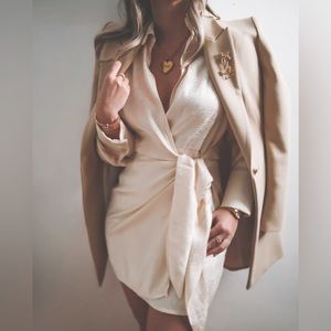 Zara Ecru Tied Mini Dress